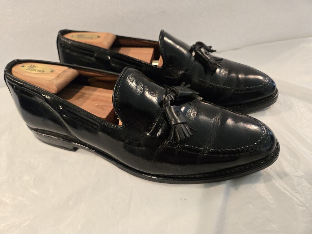 ALLEN EDMONDS SARATOGA Black Tassel Leather Loafers Mens Size 9